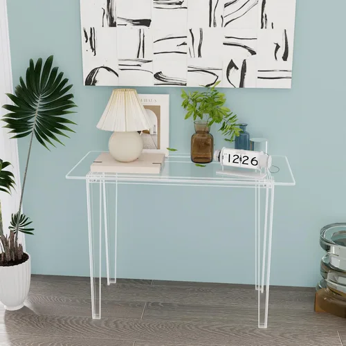 Miniatura 4 de Escritorio acrílico, mesa de acrílico y escritorio transparente, mesa de estudio moderna para oficina en casa, consola multiusos de superficie