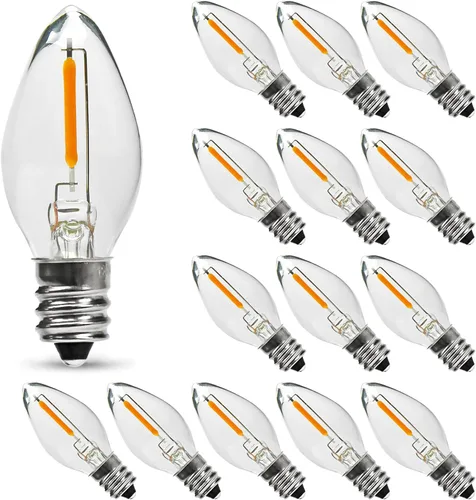 Miniatura 11 de Paquete de 10 bombillas LED de noche, bombillas LED de candelabro C7, base de candelabro E12, 0.6 W equivalente a 7 W, blanco cálido 2200 K, 50 lm