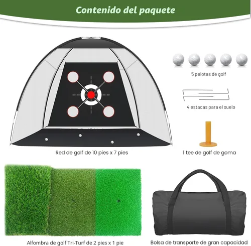 Miniatura 6 de Golf Net with Practice Mat,Golf Hitting Aid Nets 10x7FT for Backyard Driving Chipping Training Swing with Target Mat Balls for Outdoor Indoor，Gifts