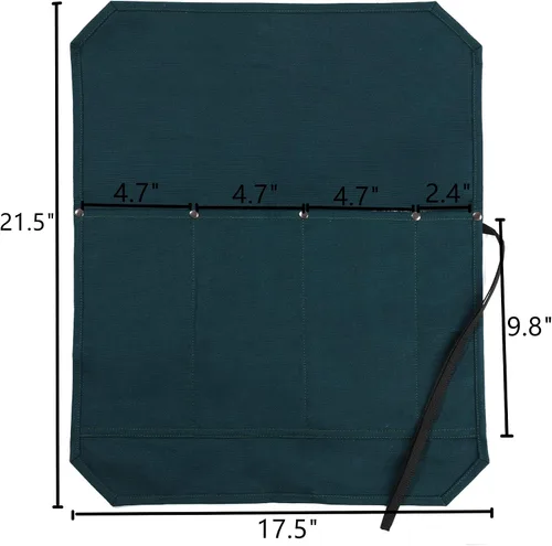 Miniatura 2 de Denifiter Bolsa enrollable para cuchillos de chef, duradera funda para cuchillos de lona encerada de 16 onzas con 4 ranuras, bolsa profesional