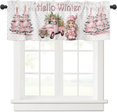 Miniatura 8 de Cenefa de ventana de Navidad para cocina, sala de estar, cortina de ventana temática de vaqueras para dormitorio, baño, cenefa de ventana Howdy