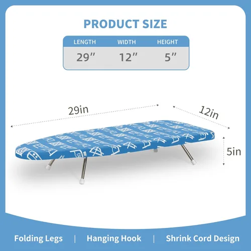Miniatura 2 de Tabla de planchar de mesa de 12 x 29 pulgadas, tabla de planchar plegable portátil con acolchado de fieltro grueso, cubierta resistente al calor