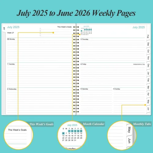 Miniatura 4 de Agenda de bolsillo 2025-2026, agenda semanal y mensual 2025-2026 de julio de 2025 a junio de 2026, pestañas de 12 meses, 3.75 x 6.75 pulgadas, océano
