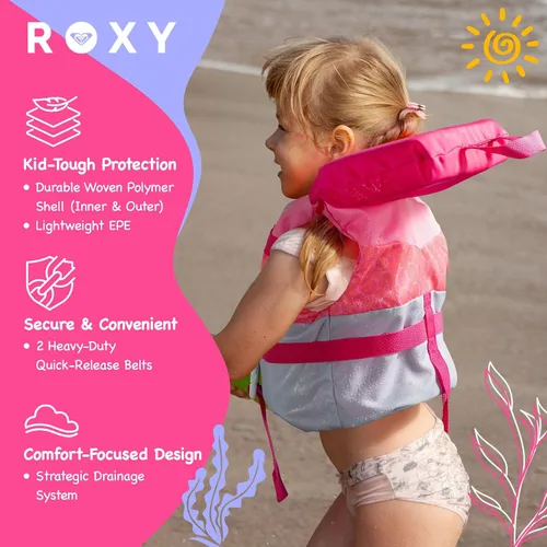 Miniatura 4 de ROXY Chaleco salvavidas aprobado por la USCG para jóvenes, niños/bebés, peso ligero tipo III PFD, chaleco salvavidas de espuma EPE con hebillas