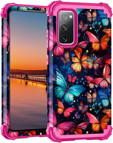 Miniatura 28 de Hocase Funda para Galaxy S20 FE 5G, Protección resistente a prueba de golpes, goma de silicona suave + parachoques de plástico duro, funda