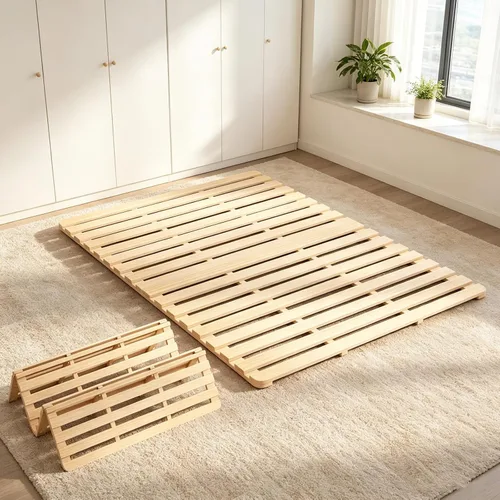 Miniatura 10 de LILYPELLE Floor Bed Frame, Foldable Tatami Bed Frame, Breathable Moisture-Proof Bed Plate, Japanese Floor Bed, Wood Slatted Floor Bed Frame for
