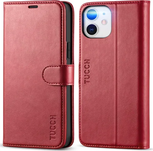 Miniatura 13 de TUCCH Funda tipo cartera, iPhone 12 Pro/12 5G, azul lago, carcasa interior de TPU a prueba de golpes, piel sintética, bloqueo RFID, soporte