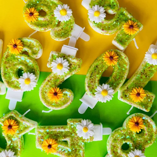 Miniatura 8 de Velas de pastel de cumpleaños 4, velas verdes número 4 con margarita, perfectas para fiestas de cumpleaños o celebraciones de vacaciones
