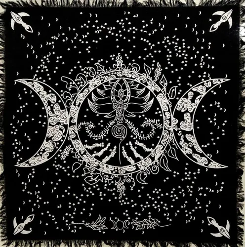 Miniatura 27 de CRAFT KALA Tela de altar planetas espirituales, estrellas rituales y galaxia, hermoso sistema solar, sistema solar, oro y plata, 24 x 24 pulgadas