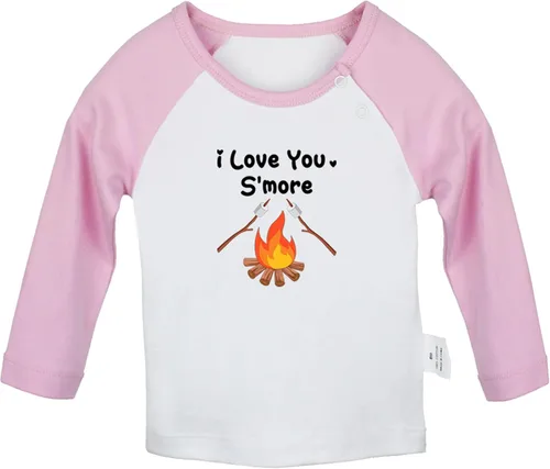 I Love You S'More Bonfire Marshmallows Novelty T Shirt Infant Baby T-Shirts, Newborn Long Tops, Kids Graphic Tee Shirts