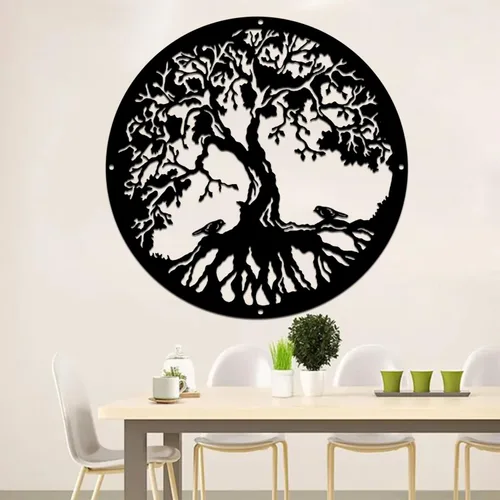 Miniatura 3 de Decoración de pared metálica de bienvenida con árbol de la vida 04, letrero de metal personalizado para montaje en pared, arte metálico, decoración