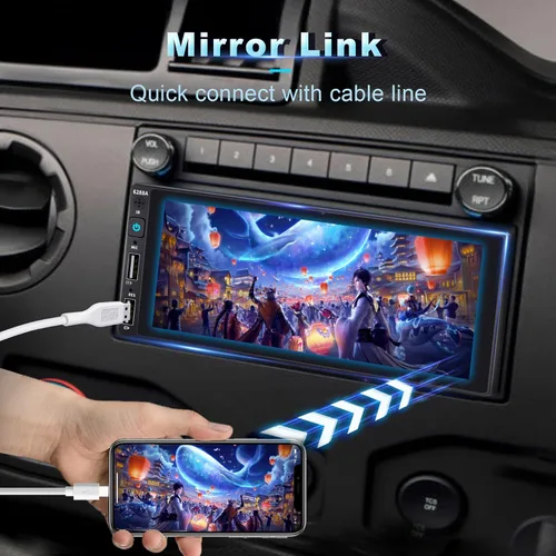 Miniatura 7 de Estéreo inalámbrico de un solo DIN para automóvil con Apple Carplay, pantalla táctil IPS Radio de coche con Bluetooth, cámara de respaldo, radio