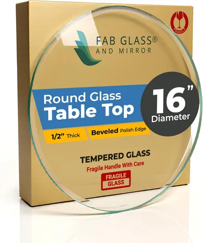 Miniatura 40 de Fab Glass - Mesa redonda de cristal de 48 in, grosor de 3/4 in, cristal pulido plano templado, Vidrio, Transparente