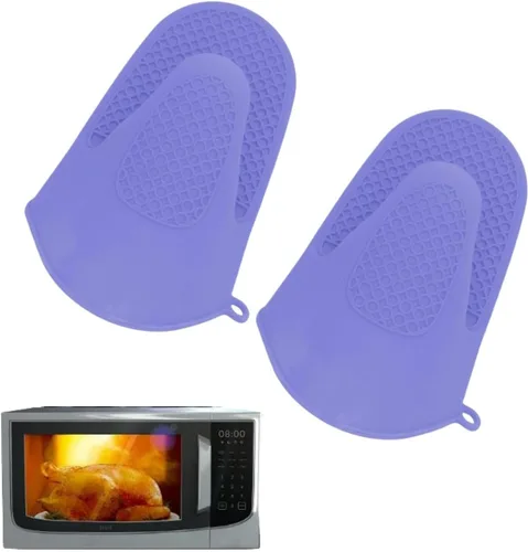Miniatura 5 de Cyrank 2 pares de mini guantes de horno, guantes de silicona para horno de cocina, resistentes al calor y al deslizamiento, manoplas de horno