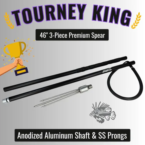 Miniatura 2 de Tourney King - Lanza prémium de 46 pulgadas, 3 piezas de pez león, rana y platija listas para viajar, lanza de gigging, aluminio anodizado