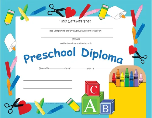 Miniatura 2 de Creative Shapes Etc. Paquete de 30 certificados de diploma preescolar de 11 x 8.5 pulgadas para días de graduación preescolar y logros escolares.