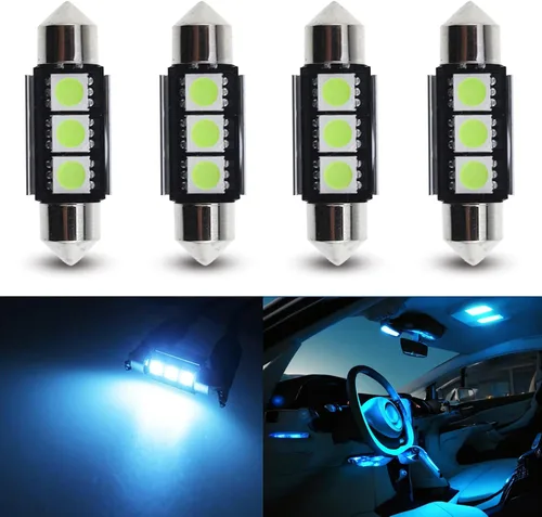 Miniatura 13 de Bombillas LED Festoon 6411 6418 C5W de 9 a 30 V extremadamente brillantes, sin errores, 1.5 pulgadas, 1.417 in para luces de cúpula de mapa