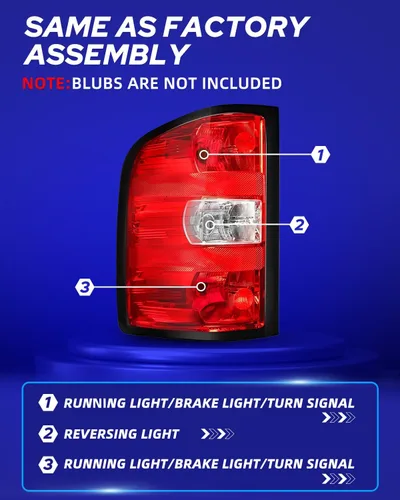 Miniatura 4 de AUTOONE - Para Chevy Silverado 2007-2013 Conjunto de Luz Trasera de Fábrica OEM Luces Traseras Compatibles con Chevy Silverado 1500/2500HD 3500HD