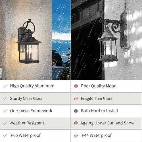 Miniatura 8 de Lámpara de pared moderna para exteriores, lámpara de pared para exteriores, apliques de pared negros para exteriores, luz de porche de vidrio