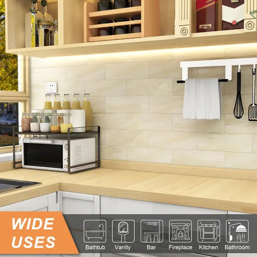 Miniatura 3 de VAOVI Azulejos de cocina para salpicaduras de despegar y pegar, calcomanías de pared de baño, azulejos de mármol para salpicaduras individuales