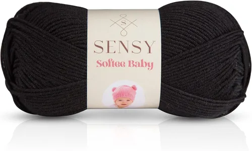 Sensy Softee - Ovillo de lana para bebé, 3.5 onzas, 275 yardas, calibre 3 claro (negro)