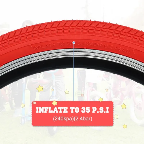 Miniatura 3 de Neumático de bicicleta de 14, 16, 20, 24, 26 x 2.125, paquete de 2 neumáticos de bicicleta para niños, neumáticos de repuesto plegables para la Rojo