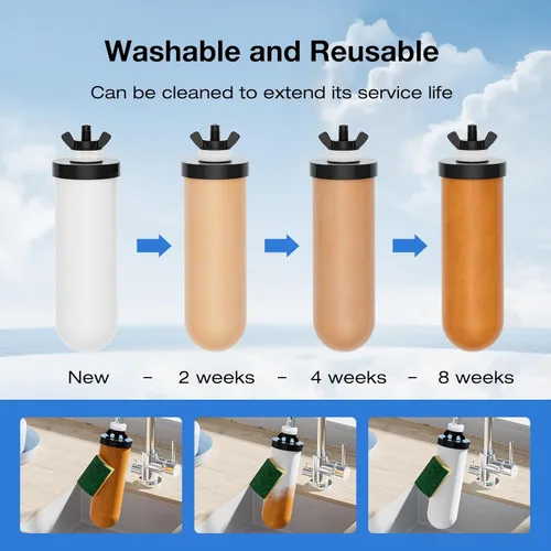 Miniatura 5 de Purewell Sistema de filtro de agua alimentado por gravedad de 3 etapas, sistema de encimera de acero inoxidable de 2.25 galones con 2 filtros