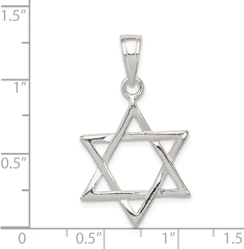 Miniatura 3 de Colgante de plata de ley 925 maciza con forma de estrella de David Judío de la suerte, 0.984 in x 0.787 in