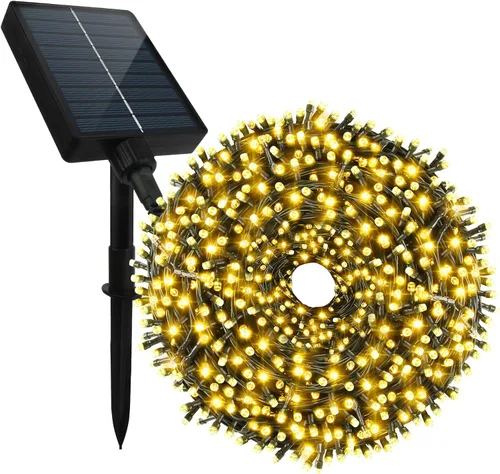 Miniatura 8 de Tcamp 200 luces LED solares de Navidad de 66 pies para exteriores, impermeables, 8 modos, funciona con energía solar, guirnalda de luces de hadas