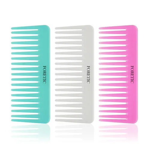 Juego de 3 peines grandes de dientes anchos para mujeres, hombres y niños, desenredante hecho a mano para cabello rizado, largo y corto, corte