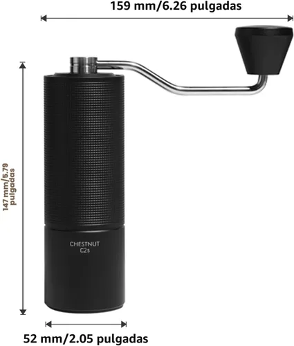 Miniatura 7 de TIMEMORE Castaña C2S Molinillo de Café Manual de Acero Inoxidable S2C Molinillo de Café Rebaba Cónica, Capacidad 25g Molinillo de Café Manual