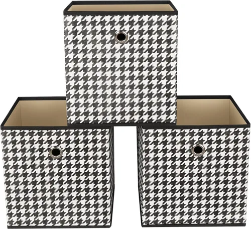 Miniatura 10 de Cubos de Almacenamiento Plegables Negros Contenedores, Cubos de Almacenamiento de Tela de 11 Pulgadas, Cajas de Almacenamiento de Tela, Cubos