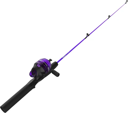 Zebco Dock Demon - Carrete giratorio y caña de pescar, caña de fibra de vidrio duradera de 30 pulgadas, carrete de pesca anti-reversa QuickSet