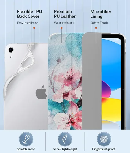 Miniatura 4 de MoKo Funda para iPad (A16) de 11ª generación 2025/10ª generación 2022, iPad de 11 pulgadas/10.9 pulgadas con cubierta trasera translúcida de TPU