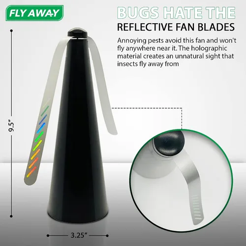 Miniatura 2 de Fly Away - Paquete de 3 ventiladores repelentes de moscas para exteriores, uso en mesa exterior o interior, restaurante, barbacoa, eventos, disuadir