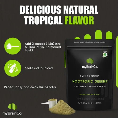 Miniatura 8 de myBrainCo. Verdes nootrópicos - Nutrición premium todo en uno para optimización del cuerpo, cerebro y longevidad. Verdes orgánicos y superalimentos