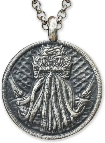 Miniatura 12 de Baldur Jewelry - Collar con colgante de pulpo de Lovecraft Cthulhu en plata de ley 925, símbolo amarillo, hecho a mano, amuleto de Necronomicum