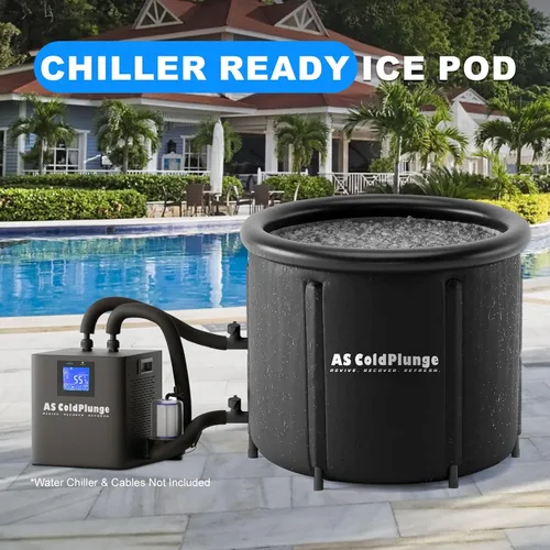Miniatura 3 de AS ColdPlunge Bañera de hielo XL para inmersión en frío, vaina de hielo portátil con tapa y cubierta, bañera inflable de 100 galones con 2 válvulas