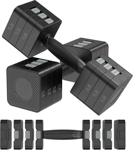 Miniatura 9 de Hezeyferg Juego de mancuernas ajustables de 22 libras, juegos de pesas de mano con 5 niveles de 3 libras, 5 libras, 7 libras, 9 libras, 11 libras