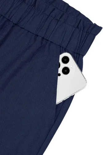 Miniatura 5 de NIMIN Pantalones sueltos casuales para mujer, cómodos, de trabajo, recortados con bolsillos, elásticos, de cintura alta, estilo paper bag