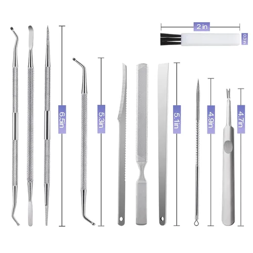 Miniatura 7 de Kit de eliminación de uñas encarnadas de 10 piezas, herramientas quirúrgicas de uñas de acero inoxidable para manicura, herramientas de pedicura