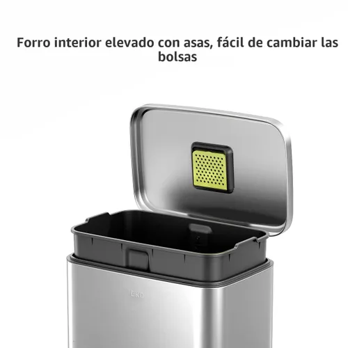 Miniatura 2 de EKO Madison - Bote de basura con pedal de acero inoxidable cepillado de 50 litros/13.2 galones con forro interior - Acabado resistente a las huellas