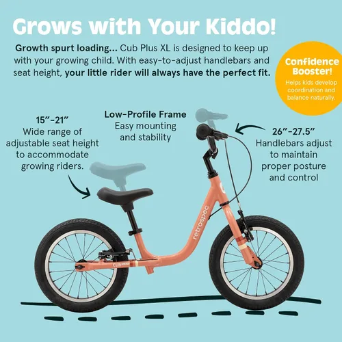 Miniatura 2 de Retrospec Cub Plus XL Kids Balance Bike - 14in Outdoor Toddler Bike with Adjustable Height 15-21in - Lightweight Aluminum Frame & Hand Brakes for