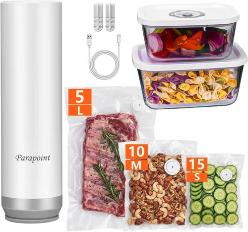 Miniatura 10 de Recipientes de vidrio de borosilicato con sellado al vacío para almacenamiento de alimentos, 3 tamaños (S, M, L), compatibles con máquinas