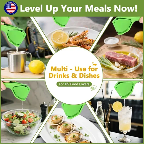 Miniatura 7 de Exprimidor manual plegable de limón con colador de pulpa Fácil de limpiar Diseño de ahorro de espacio Portátil duradero para cocina y Verde