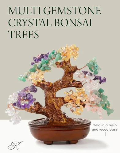 Miniatura 4 de KALIFANO Amatista natural (360 piedras preciosas) Árbol de cristal de chakras – Bonsái Feng Shui árbol de dinero para energía positiva, suerte