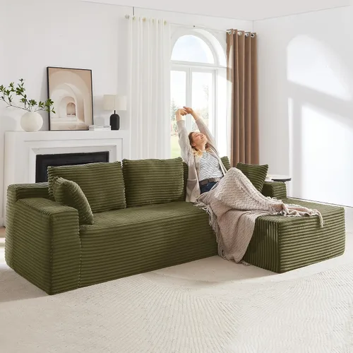 Miniatura 16 de Sofá modular Cloud de 104 pulgadas con diván en forma de L, sofás tapizados modernos con asiento profundo, sofá comprimido de esponja de pana