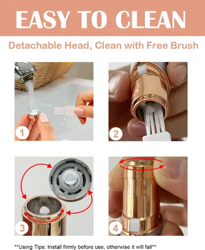 Miniatura 6 de Depilación facial 2 en 1, depilador facial portátil para mujeres, afeitadora de bikini recargable de viaje para mujeres, afeitadora de bikini