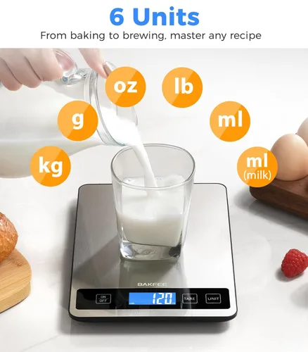 Miniatura 8 de Báscula de alimentos – Báscula digital recargable de cocina de 33.1 lbs/33 libras con pantalla LCD de vista completa, gramos y onzas, tipo C