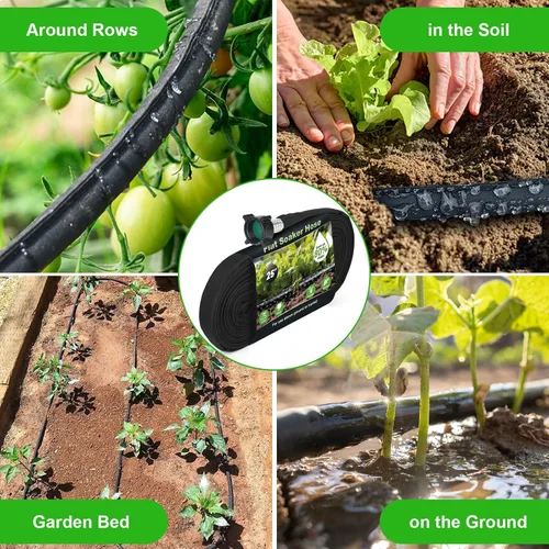 Miniatura 6 de Manguera plana de 25 pies para riego eficiente del árbol, diseño duradero de doble capa para jardines, césped y campos de verduras (25 pies)